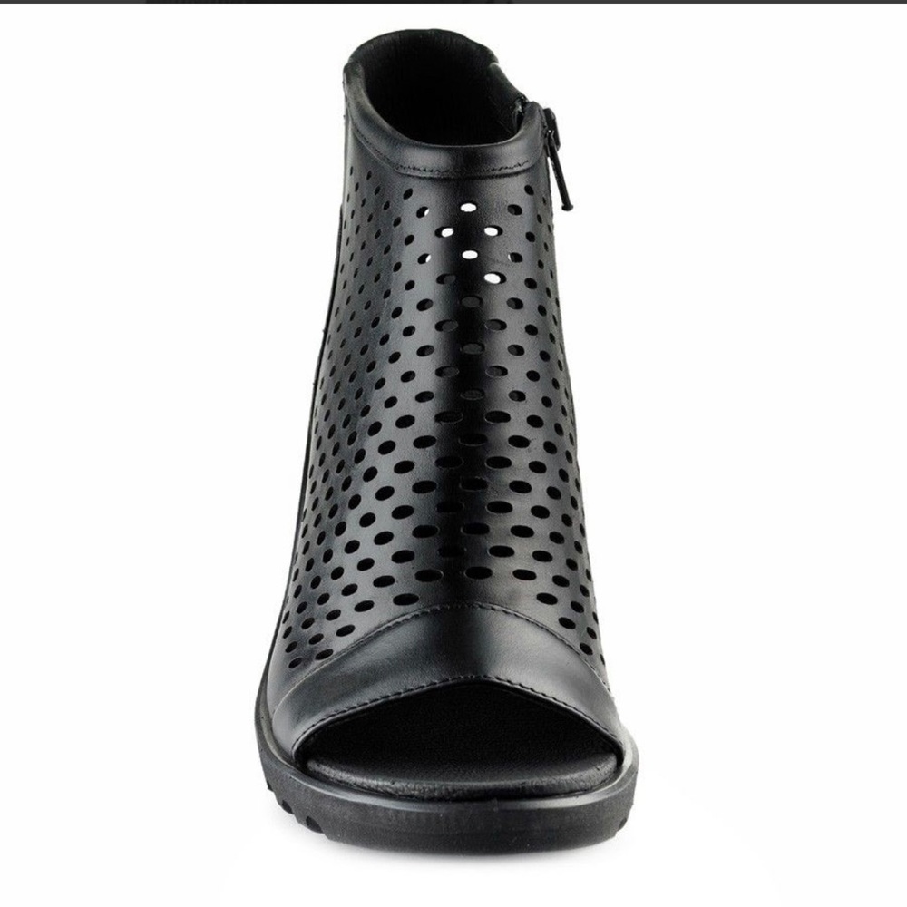 ECCO- FREJA OPEN TOE HOODED WEDGE LEATHER SANDAL BLACK EU SIZE 41 , US 1… - Picture 3 of 8